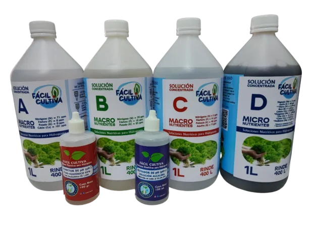 Soluciones Concentradas A + B + C + D 1L + ( -pH ) + (pH+)