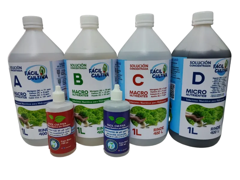 Soluciones Concentradas A + B + C + D 1L + ( -pH ) + (pH+)