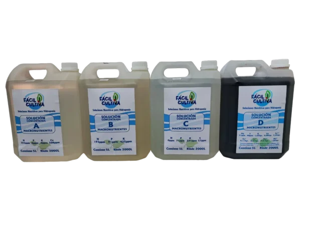Soluciones Concentradas A + B + C + D Bidones De 5 Litros C/u (SIN ENVIO)