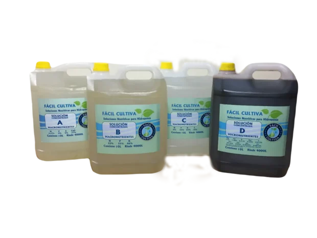 Soluciones Concentradas A + B + C + D Bidones De 10 Litros C/u (SIN ENVIO)