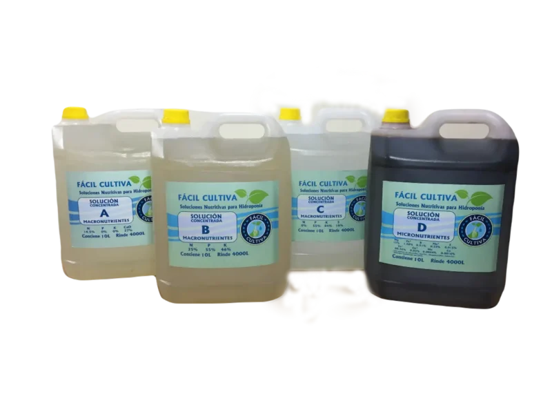 Soluciones Concentradas A + B + C + D Bidones De 10 Litros C/u (SIN ENVIO)