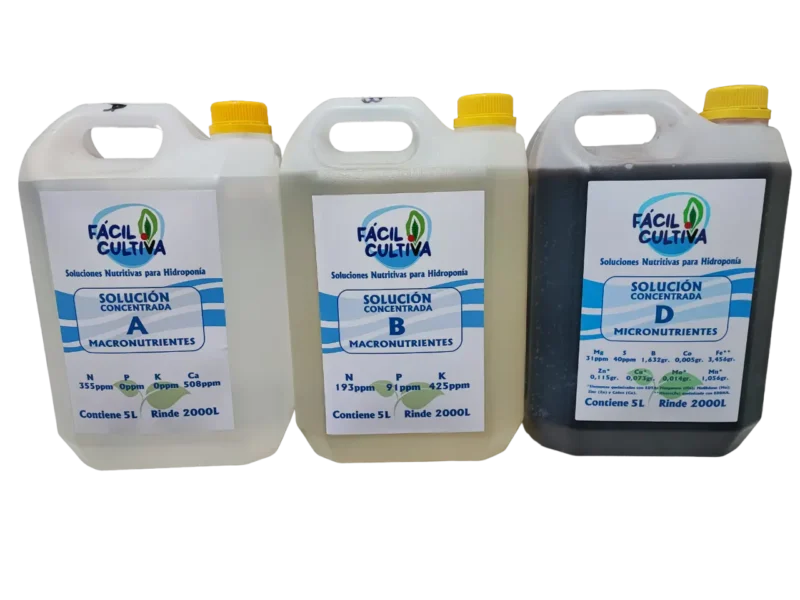 Soluciones Concentradas A + B + D Bidones De 5 Litros C/u Plantas de Hojas Verdes (SIN ENVIO)