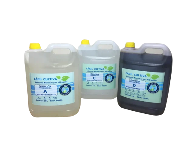 Soluciones Concentradas A + C + D Bidones De 10 Litros Etapa Frutos Floracion (SIN ENVIO)