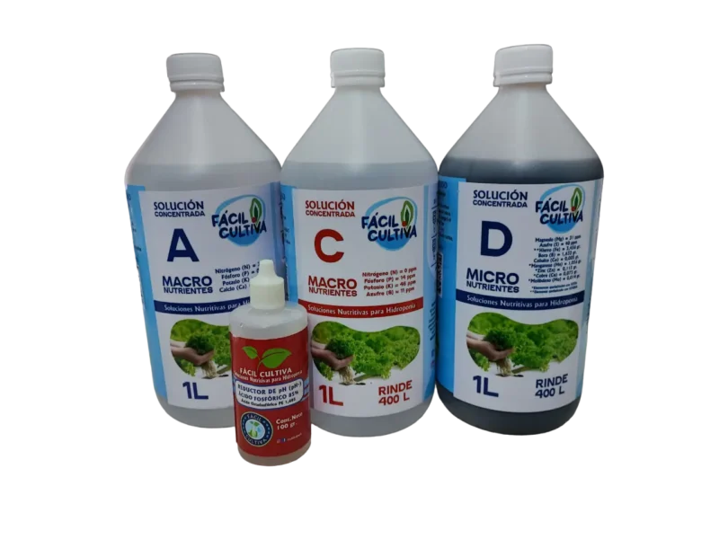 Soluciones Concentradas A + C + D 1L + (pH-) Etapa Frutos Floración