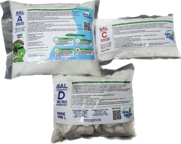 Sales Concentradas A + C + D Rinde 4000 Litros Para Diluir Etapa Frutos Floracion