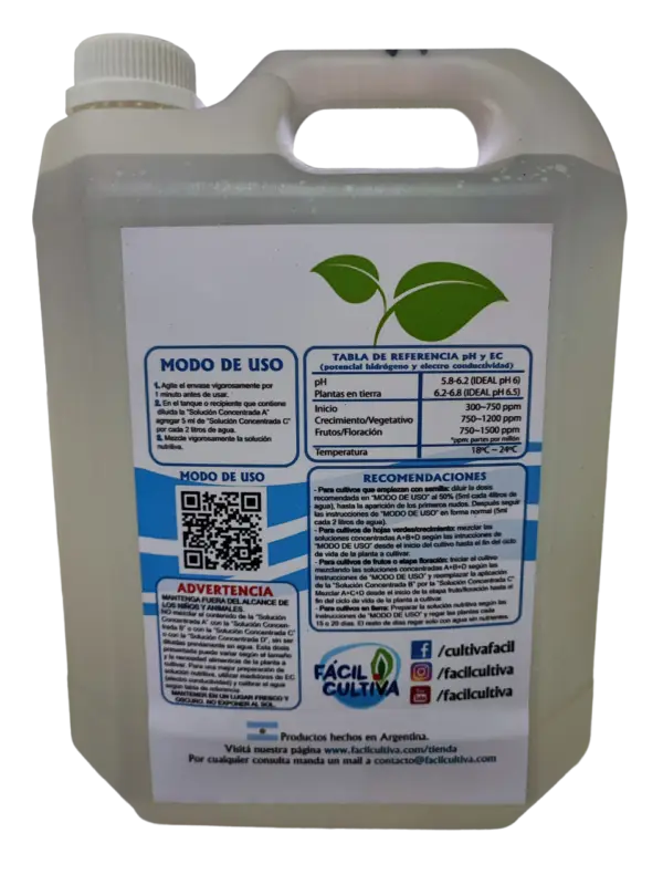 Solucion Concentrada C 5L Macro Nutrientes (SIN ENVIO) - Imagen 2