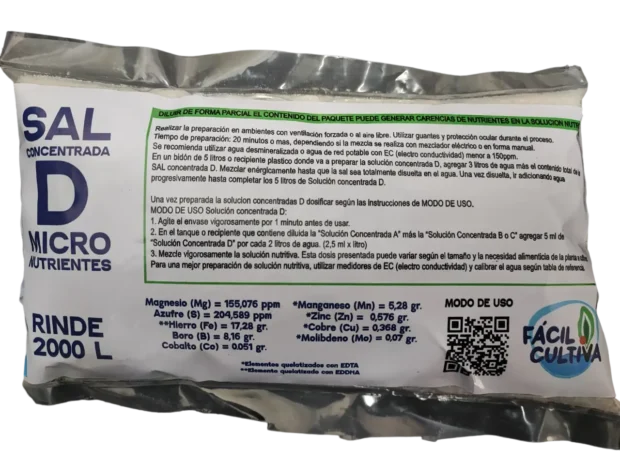 Sal Concentrada D Micro Nutrientes Rinde 2000 Litros Para Diluir