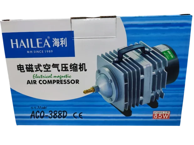 Compresor de Aire Hailea ACO-388D – Aireador de 85W y 90L/min para hidroponía y acuarios.