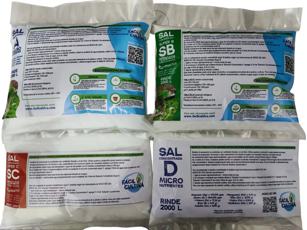 Sales Concentradas A + Super B + Super C + D Rinde 2000 Litros Para Diluir